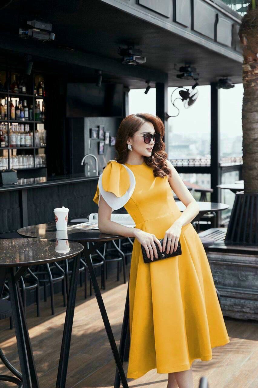 Đầm Xòe Nơ Chiếc Lá - D740